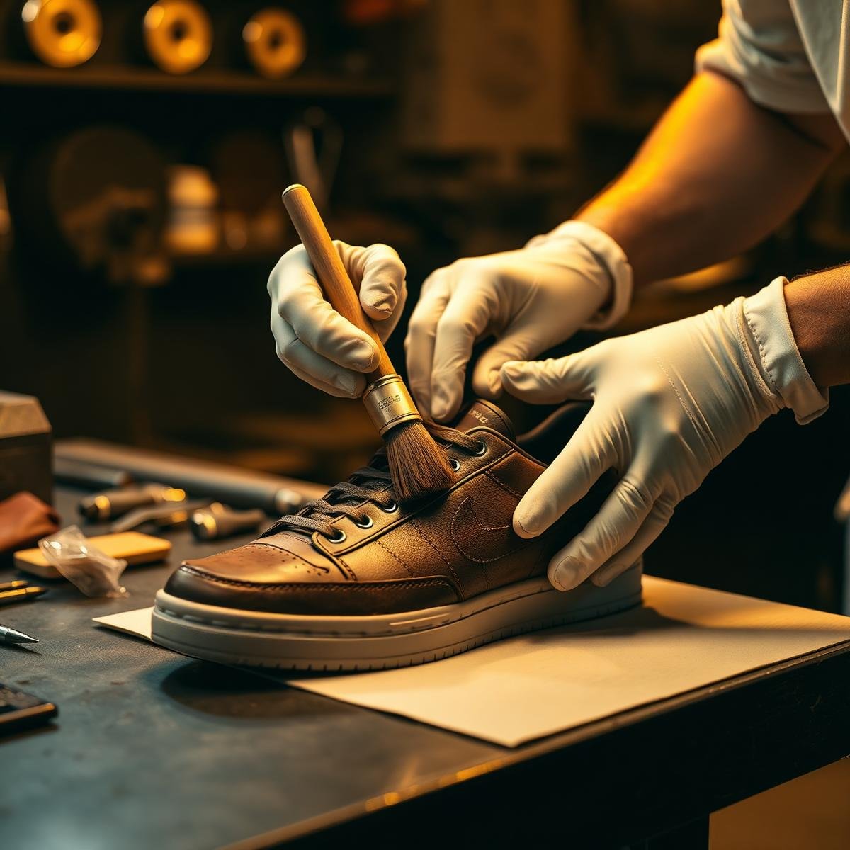 Craftsman restoring premium sneakers